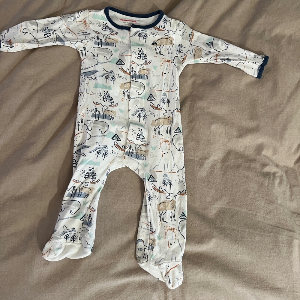 Magnetic Me One Piece Pajama - Animal Print - size 6-9 months